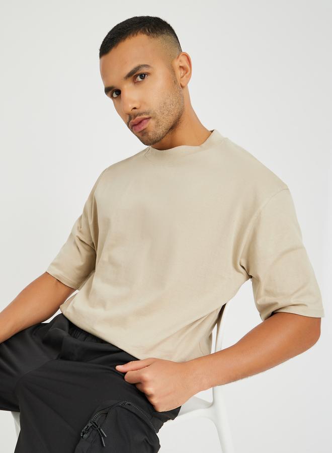 Styli Men Oversized Mock Neck T-Shirt - Image 1